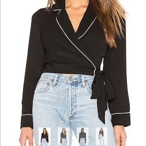 Revolve Black Wrap Top